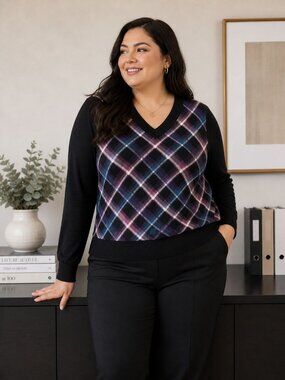 Talbots Black Pullover Blouse 3X Women’s Long Sleeve Classic Plus Size Top